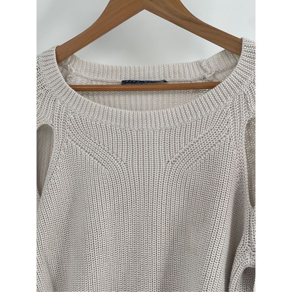 Alex + Alex Sweater Women Medium White Light Gray Long Sleeve Should Cut Out - Picture 11 of 12